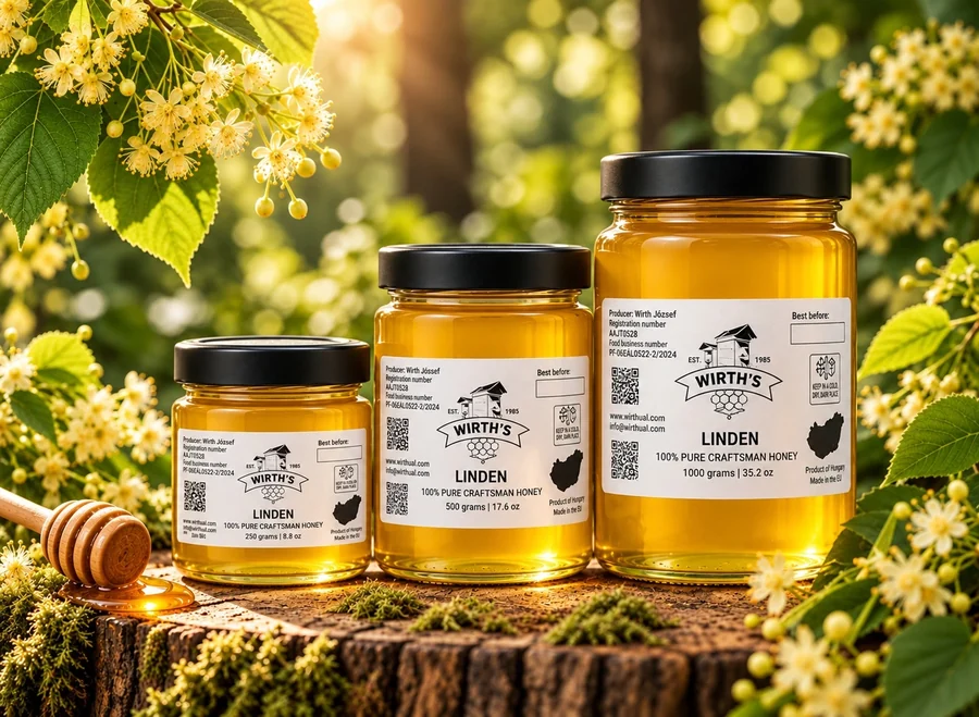 Wirth’s Linden Honey, jars with English labels